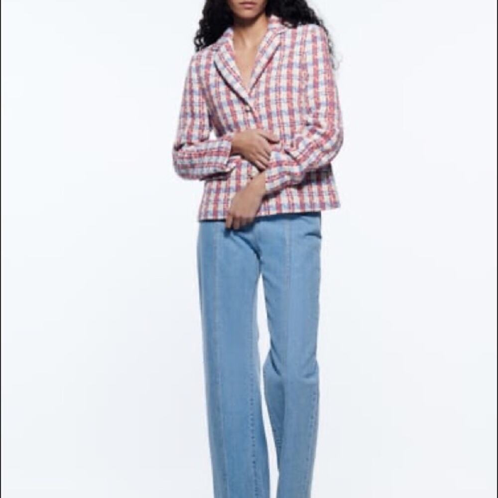 ZARA PEARL BUTTON TEXTURED JACKET MULTICOLORED - Picture 14 of 14